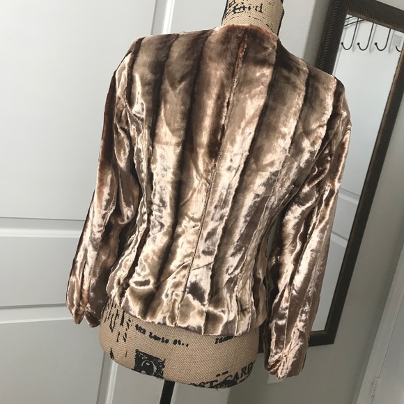 VALERIE STEVENS womens brown faux fur shiny jacket - Picture 5 of 6